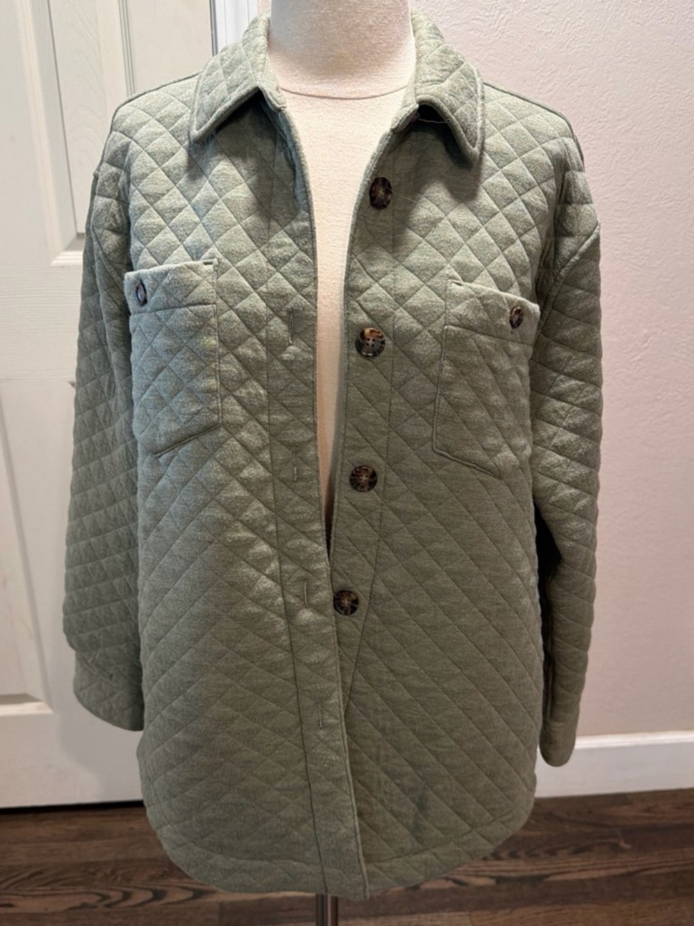 Marine Layer Corbet Quilted Light Sage Shacket Jacket